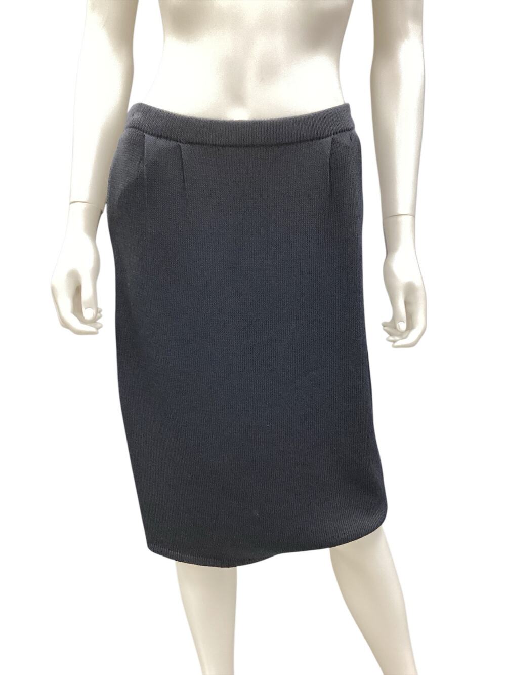 St.John Women’s Skirt Size 10 Fine Knit Knee Length Side Pockets Navy Blue